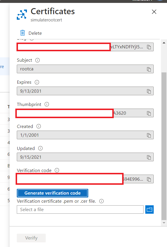 Certificate Azure IoT Hub CA