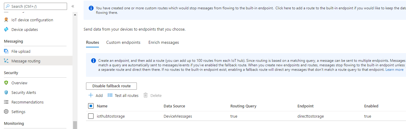 Iot Hub Message Routing