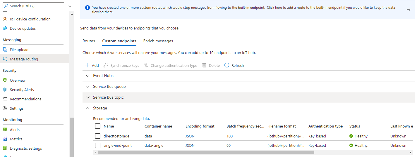 Iot Hub Message Routing